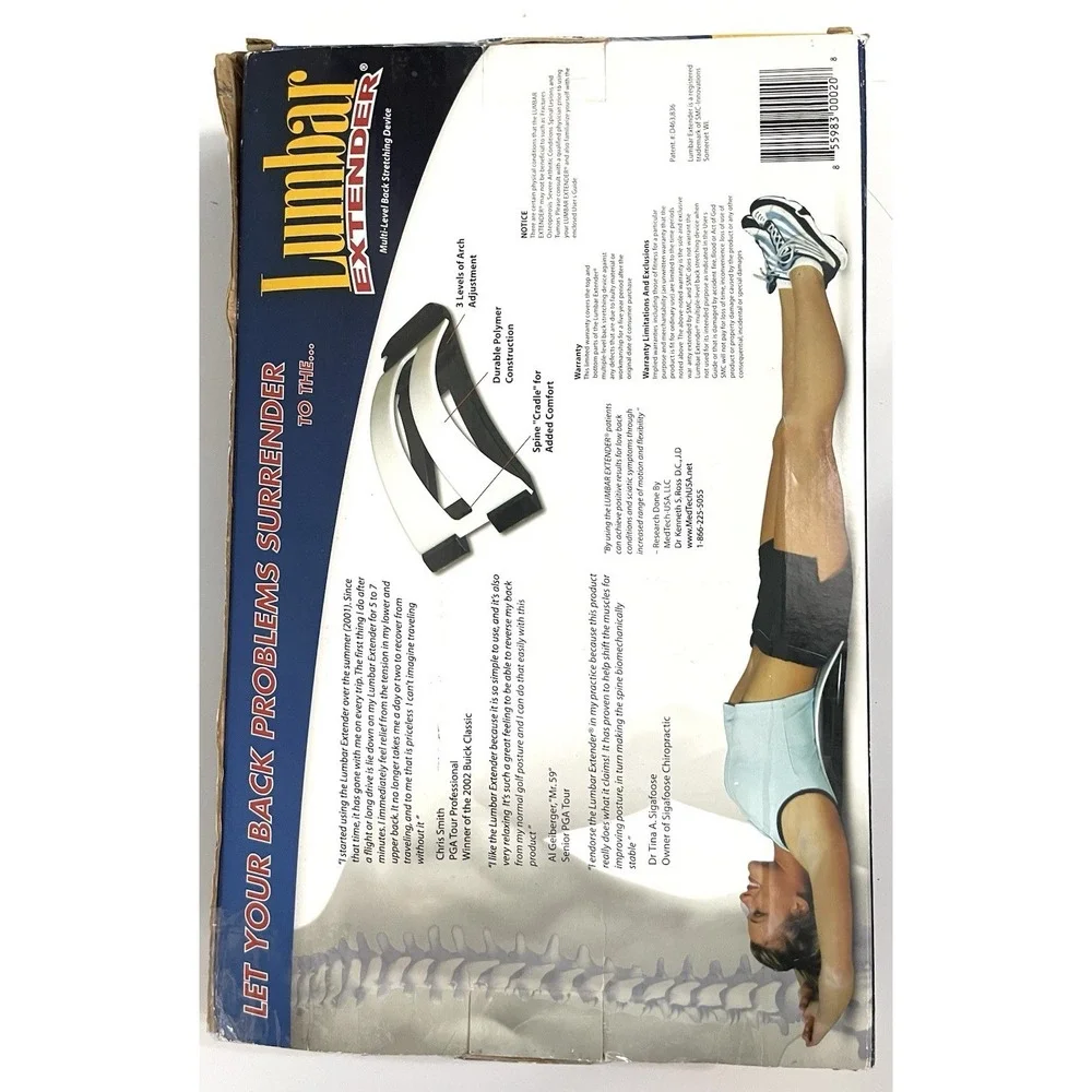 Lumbar Extender + Multi-Level Back Stretching Device with 3 Adjustment Levels